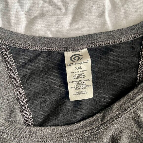 Champion Short Sleeve Athletic Top Grey Mesh Cut Out Back - Picture 3 of 3